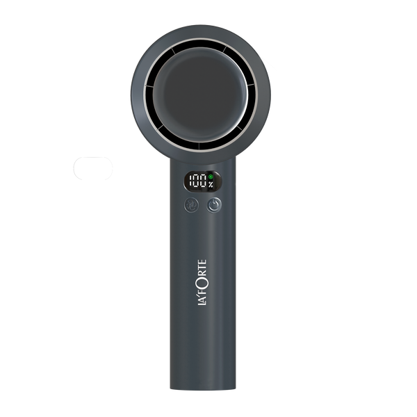 LA' FORTE Fairy Flow Mini Fan | 100 Speed Levels | Digital Display | USB-C Rechargeable | Portable & Compact | Gray