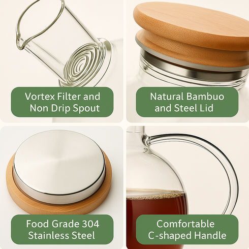 LA’ VITE Borosilicate Glass Teapot- Wooden Lid// 1000 ml