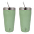 Stainless Steel Tumbler Set (650 ml) with Stainless Steel Lid and Straw – Premium Powder Coated Design for Hot & Cold Beverages (Set of 2, Color Options- Gold, Blue, Green)