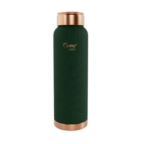 LA'FORTE Copper Water Bottle, Pure, 1000 ml Sea Green