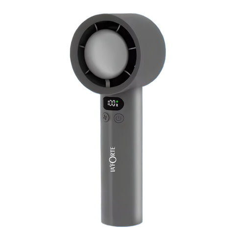 LA' FORTE Fairy Flow Mini Fan | 100 Speed Levels | Digital Display | USB-C Rechargeable | Portable & Compact | Gray