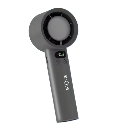 LA' FORTE Fairy Flow Mini Fan | 100 Speed Levels | Digital Display | USB-C Rechargeable | Portable & Compact | Gray