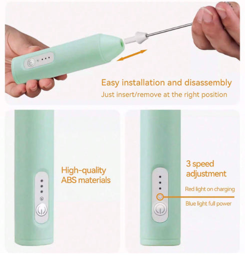 LA' FORTE Rechargeable Mini Blender- Milk Frother, Whisker, Coffee Beater
