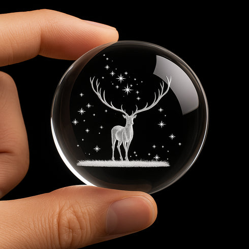 FLIXX 3D Crystal Ball Night Lamp | Warm LED Glow | USB Powered | Engraved K9 Crystal with Wooden Base | Romantic Gift for Bedroom, Home Décor, Anniversary & Gifting