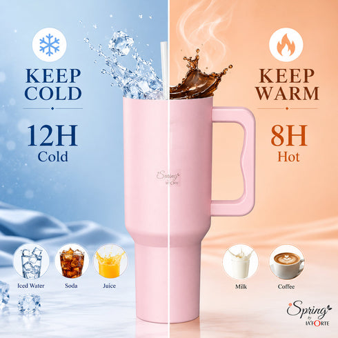 Spring by LA’ FORTE 1200ml Insulated Tumbler with Handle, Lid & Straws