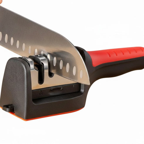3-Stage Manual Knife Sharpener with Non-Slip Base & Ergonomic Handle | Restore Dull Knives in Seconds | Coarse, Sharpen & Polish Slots for Kitchen Knives