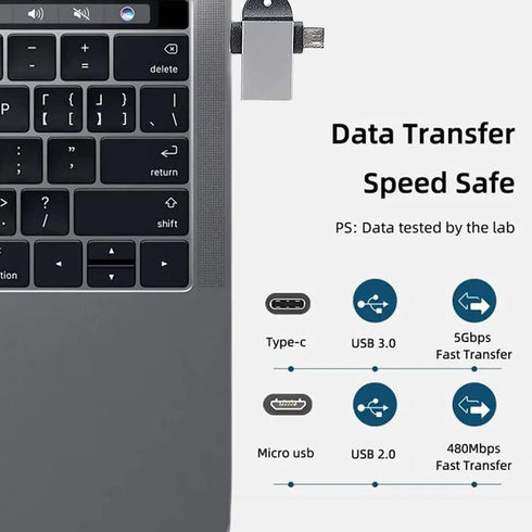 Flixx 2-in-1 OTG Adapter with Micro USB & Type-C Ports