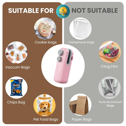 2-in-1 Rechargeable Bag Sealer and Cutter | Portable Heat Sealer for Plastic Bags (Random Color will be supplied)