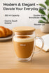 350 ml Double Wall Glass Coffee Mug with Wooden Lid | Borosilicate Insulated Cup for Hot & Cold Beverages | Cool-to-Touch, Anti-Condensation, Elegant Modern Design