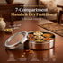 Spring by LA’ FORTE Stainless Steel Masala Dabba 8 Inch | 7 Containers + Spoon | Airtight See-Through Lid | 1400 ml