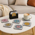 6-Piece Premium Abstract Design Wooden Coaster Set with EPE Anti-Slip Base & Storage Stand | 3.5” Square | Water Resistant
