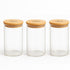 LA' VITE 3-Piece Multipurpose Borosilicate Glass Jar Set with Bamboo Lid | 320ml Airtight Storage Containers for Kitchen, Pantry & Beverage Use