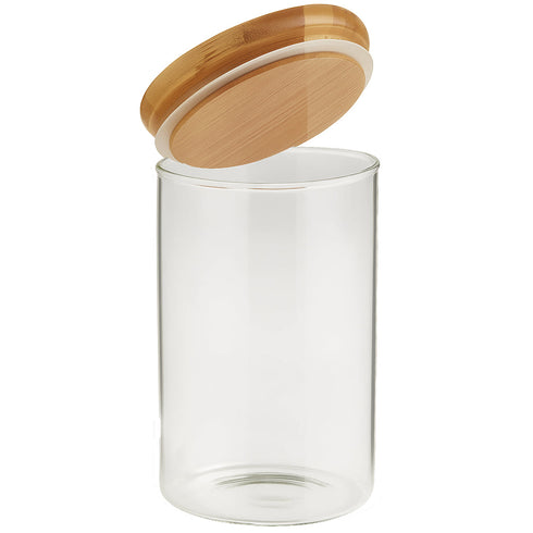 LA' VITE 3-Piece Multipurpose Borosilicate Glass Jar Set with Bamboo Lid | 320ml Airtight Storage Containers for Kitchen, Pantry & Beverage Use