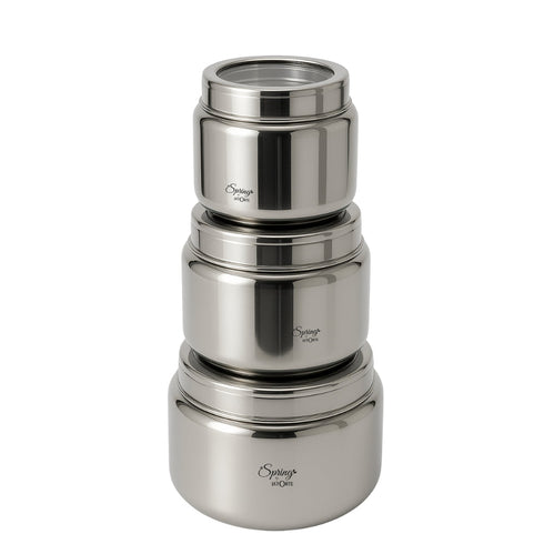 LA' FORTE Premium Stainless Steel Storage Jar Set -3 Pieces