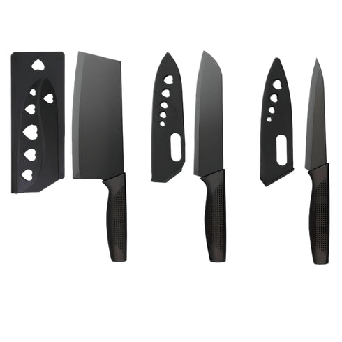3-Piece Multipurpose Knife Set with Sheaths – Kitchen, Chef, and Fruit Knives