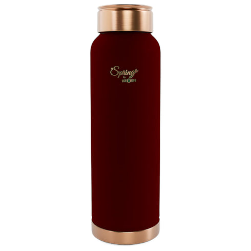 LA'FORTE Copper Water Bottle, Pure, 1000 ml Maroon
