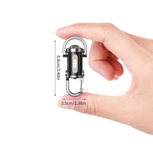 Flixx 3-in-1 Emergency Keychain Flashlight with Power Bank | USB Rechargeable | Metal Carabiner Clip | 400 mAh Battery | Compact Portable LED Light for Travel, Camping & Power Cuts