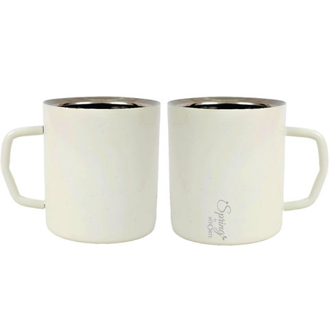 Stainless Steel Coffee and Tea Mugs - 150ml (5.07 oz) - Set of 2 - Powder Coated Exterior, Steel Interior