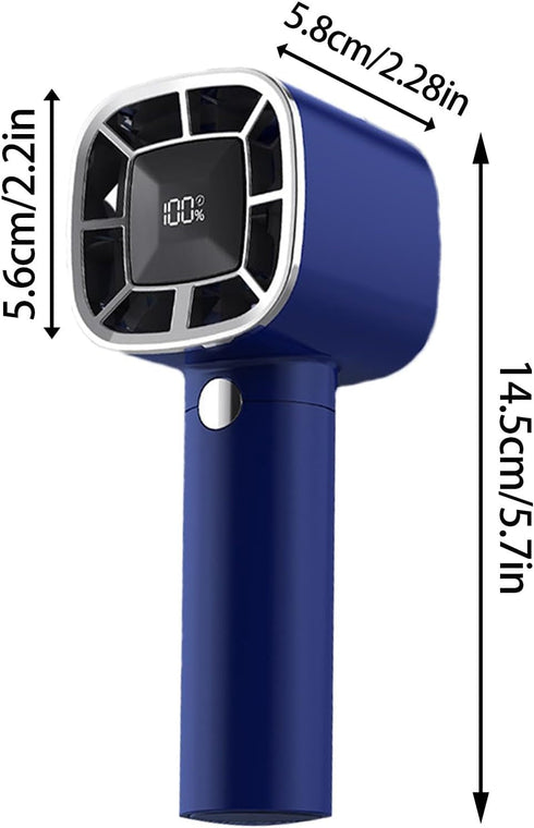 LA' FORTE Mini Portable Fan | Rechargeable Handheld Fan | 3-Speed Wind Control | Digital Display | 1200mAh Battery | Compact & Powerful | Blue