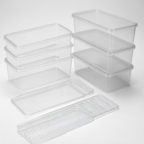 6-Piece Clear Refrigerator Storage Containers with Lids & Removable Strainer Tray – BPA-Free, Multipurpose Kitchen & Fridge Organizer Box Set for Fruits, Vegetables & More