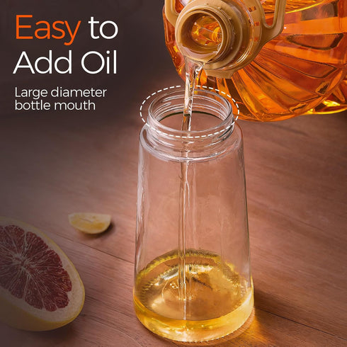 LA' VITE 2-in-1 Oil Dispenser Bottle – Glass Olive Oil Sprayer & Pourer with Flip-Top Lid