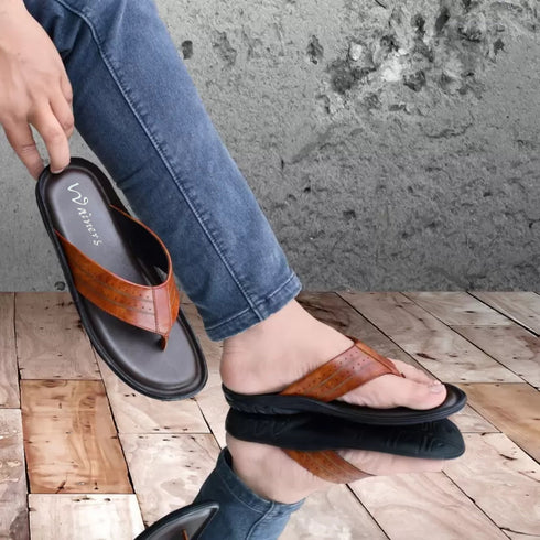 Zuuvo Flex Stride | Trendy Men's Leather Slippers | Sandal | Durable | Causal Wear | 3 Color option Slippers