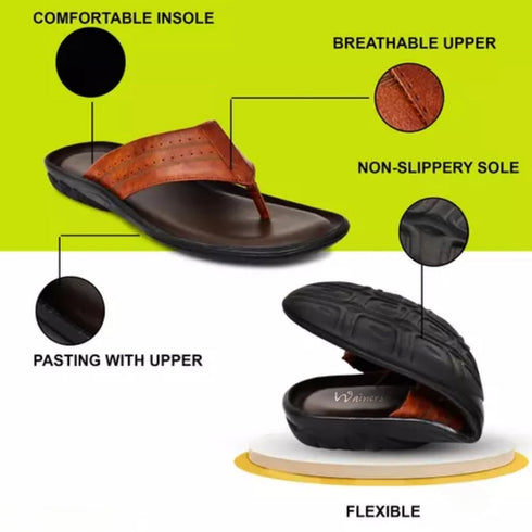 Zuuvo Men Flex Stride | Trendy Leather Slippers | Durable | Causal Wear | Sandal