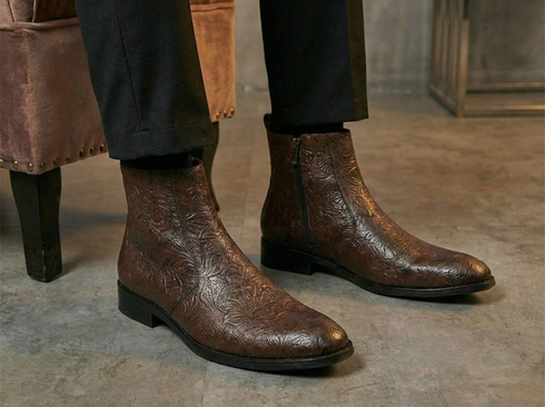 Zuuvo Regal Edge Chelsea Boot | Premium Leather Slip-On Ankle | Formal & Party Wear Boots For Men
