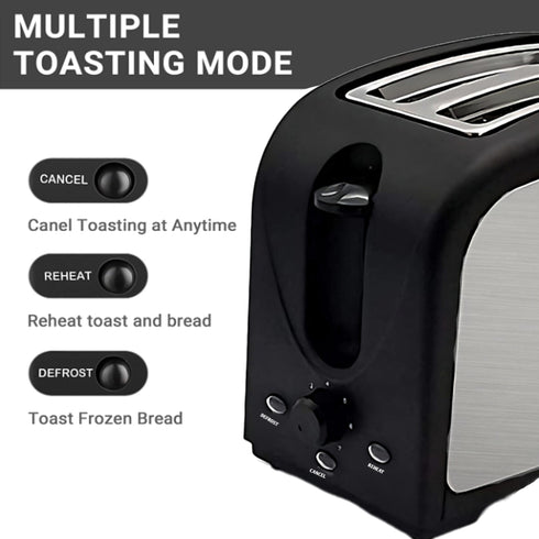 LA' FORTE POP UP Toaster - Stainless Steel - 7 Heat setting, Auto bread centering and removable tray