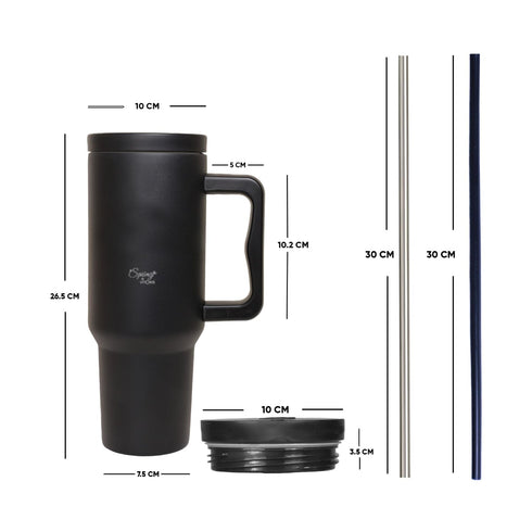 Spring by LA’ FORTE 1200ml Insulated Tumbler with Handle, Lid & Straws