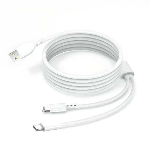 LA' FORTE 2 in 1 PVC Soft and Superior 1.3 m- (Compatible with Type C and Iphone ) White