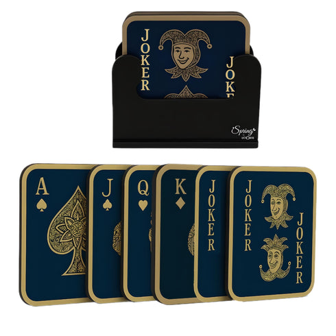 6-Piece Premium Abstract Design Wooden Coaster Set with EPE Anti-Slip Base & Storage Stand | 3.5” Square | Water Resistant