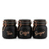 Tea Coffee Sugar Jar Set – 900 ml Airtight Glass Storage Containers with Matte Coated Exterior & Copper Lock Latch | Rectangular Kitchen Canister Set for Tea, Coffee & Sugar (3 Pc Set)