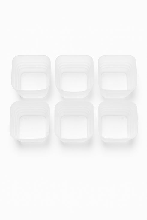 Set of 6 Multipurpose Frosted Plastic Storage Containers | Kitchen, Fridge, Bathroom & Desk Organiser | Compact & Durable Design