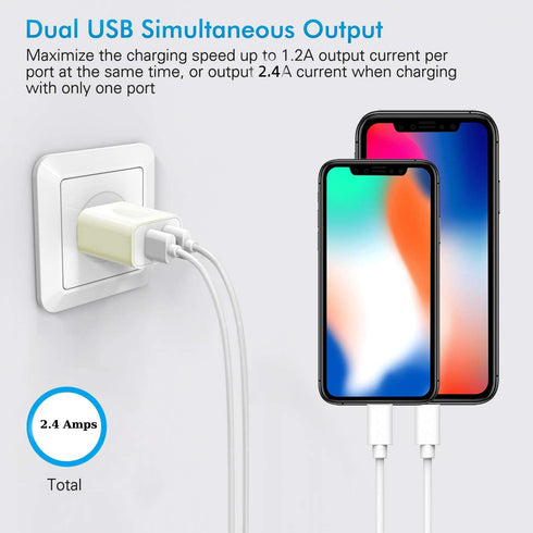 Flixx Mobile Wall Charger with Dual USB Output (2.1 Amp, White)