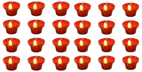 Water Sensor Eco-Friendly Led Diyas Candle E-Diya, Decoration Diwali Lights (Pack of 24)