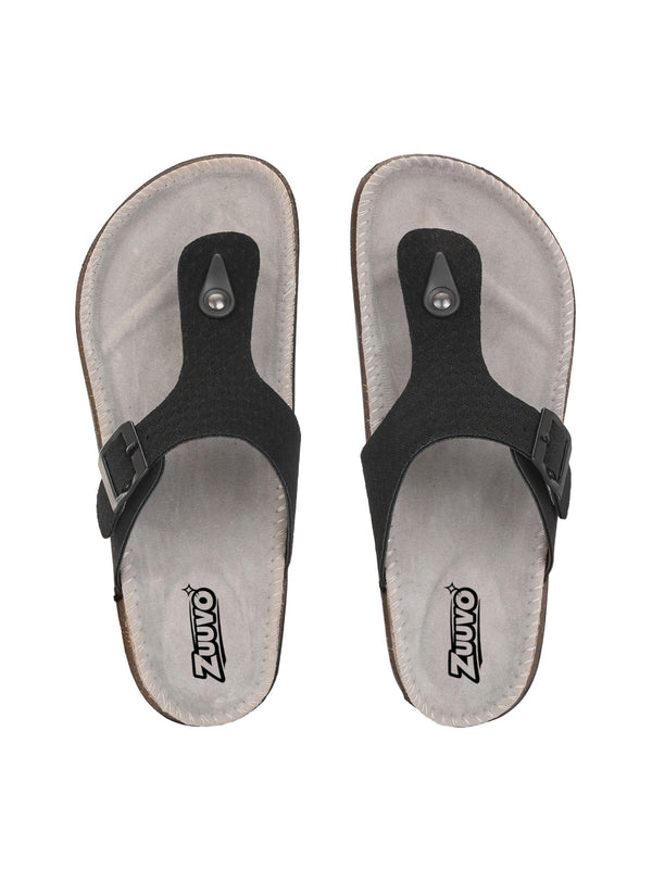 Zuuvo Men Y-Cork Fusion Leather Slipper's | Daily Casual Wear | Cork Sole Sandals for Men Flats Sandal