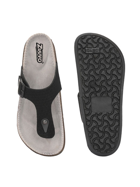 Zuuvo Men Y-Cork Fusion Leather Slipper's | Daily Casual Wear | Cork Sole Sandals for Men Flats Sandal