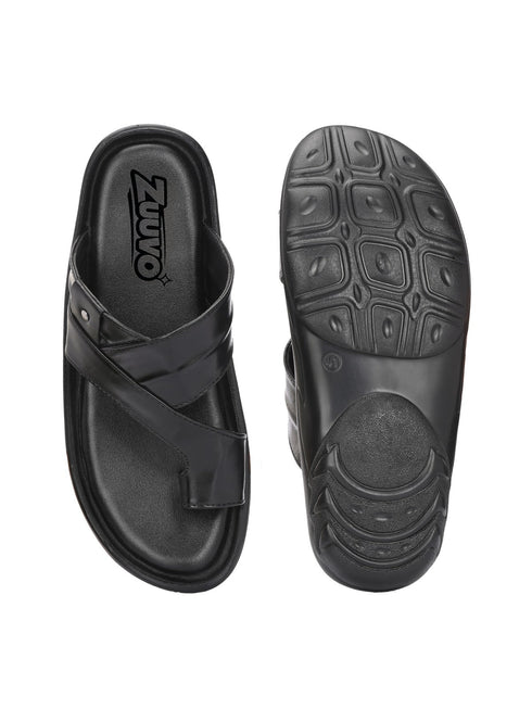 Zuuvo Men ComfortCrest Leather Slipper's | Daily Casual Wear | Airmix Sole Sandal