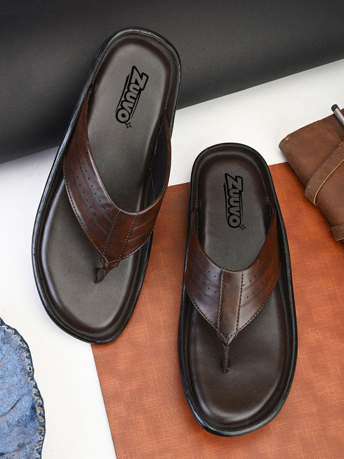 Zuuvo Flex Stride | Trendy Men's Leather Slippers | Sandal | Durable | Causal Wear | 3 Color option Slippers