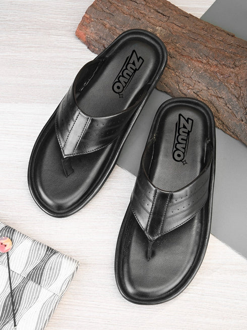 Zuuvo Men Flex Stride | Trendy Leather Slippers | Durable | Causal Wear | Sandal