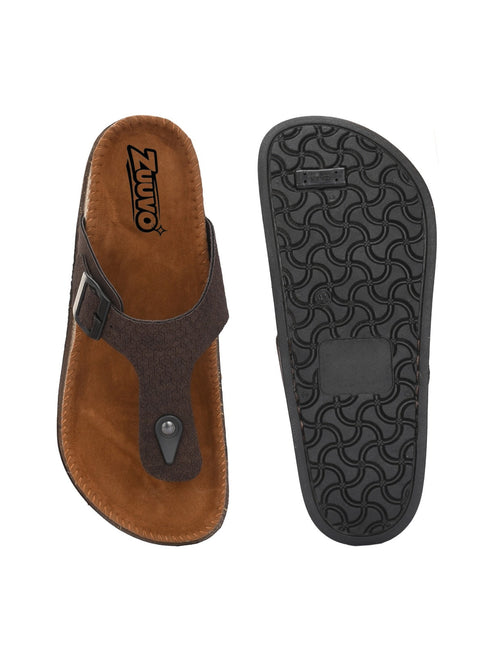 Zuuvo Men Y-Cork Fusion Leather Slipper's | Daily Casual Wear | Cork Sole Sandals for Men Flats Sandal