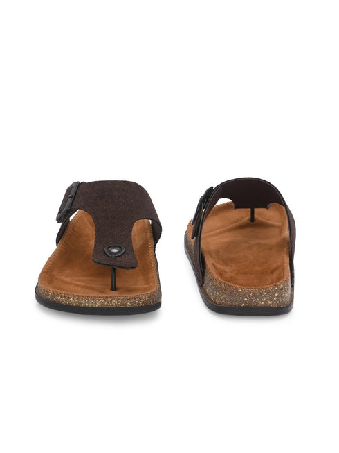 Zuuvo Men Y-Cork Fusion Leather Slipper's | Daily Casual Wear | Cork Sole Sandals for Men Flats Sandal