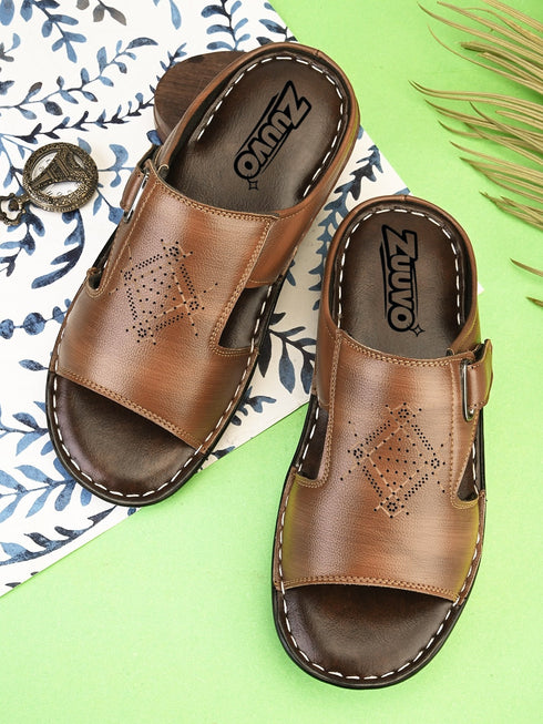 Zuuvo Men Breeze Glide Leather Slipper's | Daily Casual Wear | Sandal
