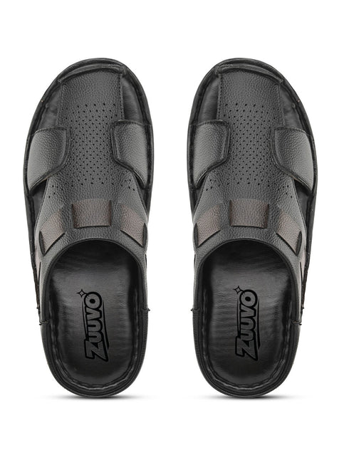 Zuuvo Step Leather Casual Clog Slipper Sandals for Men's | Breathable Mesh Sandal with Soft Sole | Casual Look for Men's | 2 Color option