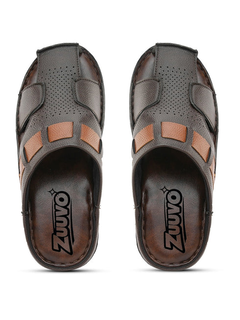 Zuuvo Step Leather Casual Clog Slipper Sandals for Men's | Breathable Mesh Sandal with Soft Sole | Casual Look for Men's | 2 Color option