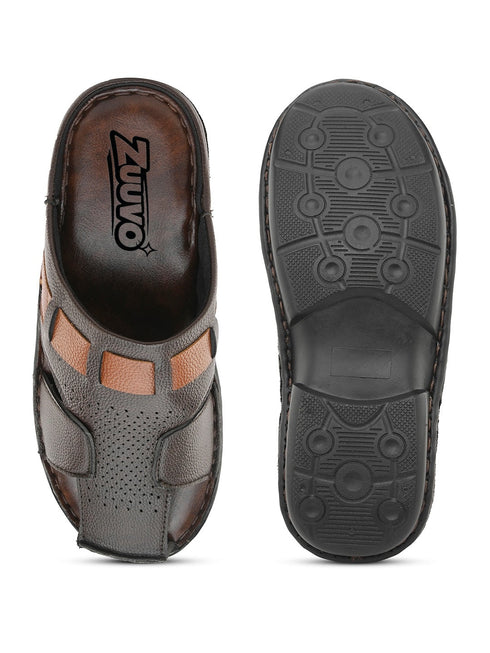 Zuuvo Step Leather Casual Clog Slipper Sandals for Men's | Breathable Mesh Sandal with Soft Sole | Casual Look for Men's | 2 Color option