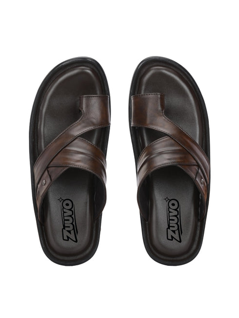 Zuuvo Men ComfortCrest Leather Slipper's | Daily Casual Wear | Airmix Sole Sandal