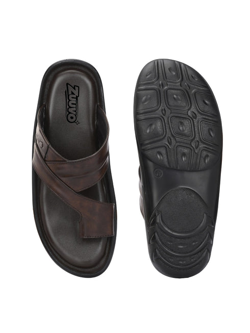 Zuuvo Men ComfortCrest Leather Slipper's | Daily Casual Wear | Airmix Sole Sandal