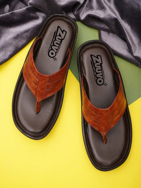 Zuuvo Flex Stride | Trendy Men's Leather Slippers | Sandal | Durable | Causal Wear | 3 Color option Slippers